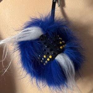 Fendi Blue and White Fur Keychain